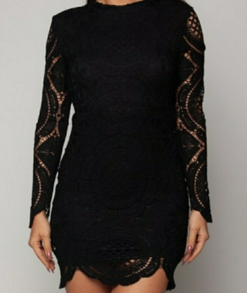 BLACK MINI LACE DRESS
